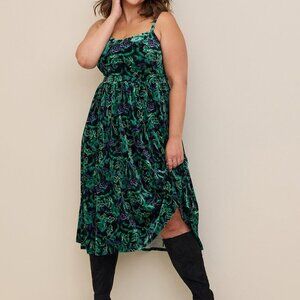 Torrid Dress, Size 1, Black/Green/Blue Velvet